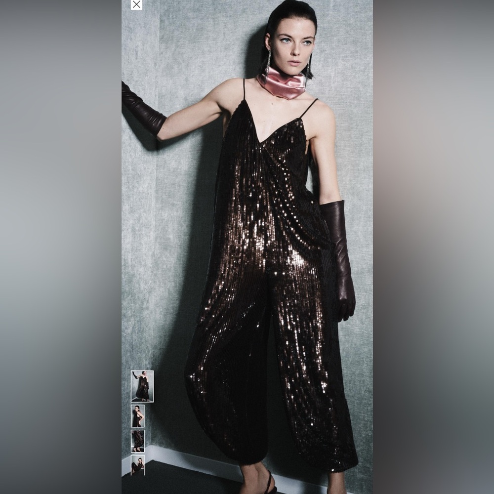Zara LIMITED EDITION SEQUIN BALLOON JUMPSUIT NWT size S